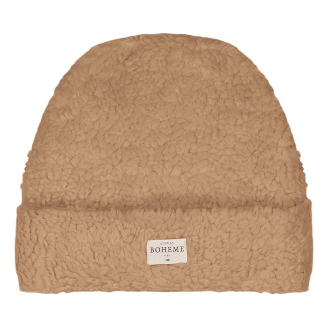 Teddy Bear Organic Cotton Fur Cap | Beige