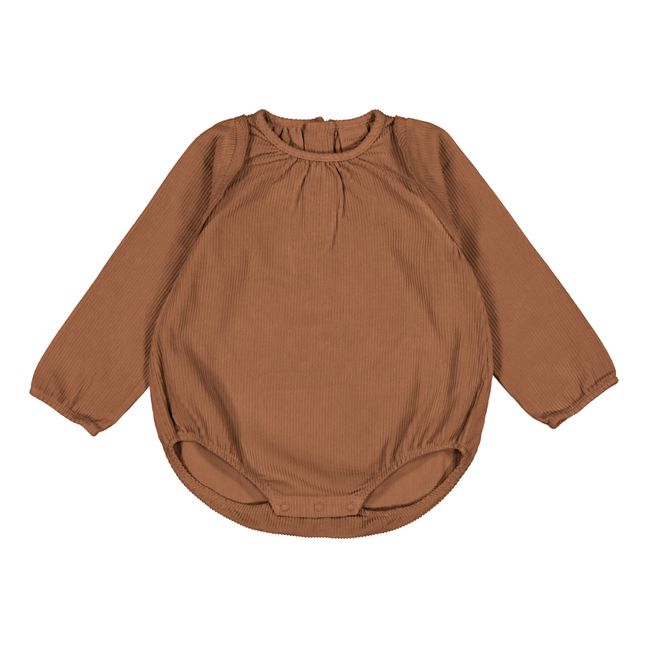 Barboteuse Velours Milleraies Coton Bio Esmée | Chocolat