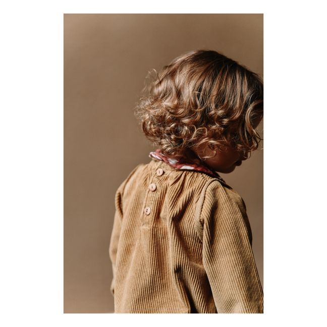 Barboteuse Velours Milleraies Coton Bio Esmée | Camel