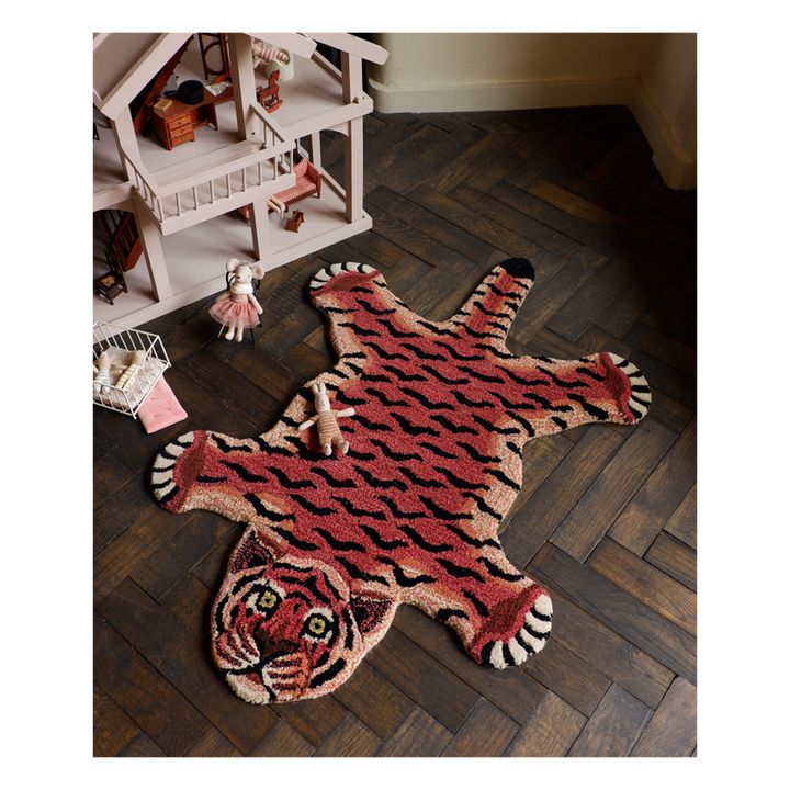 Babul Bombay Tiger-Teppich aus Wolle | Rot- Produktbild Nr. 2