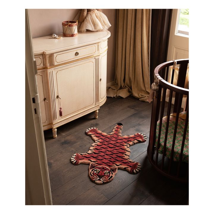 Babul Bombay Tiger-Teppich aus Wolle | Rot- Produktbild Nr. 4