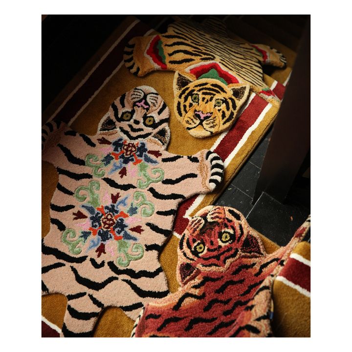 Babul Bombay Tiger-Teppich aus Wolle | Rot- Produktbild Nr. 6