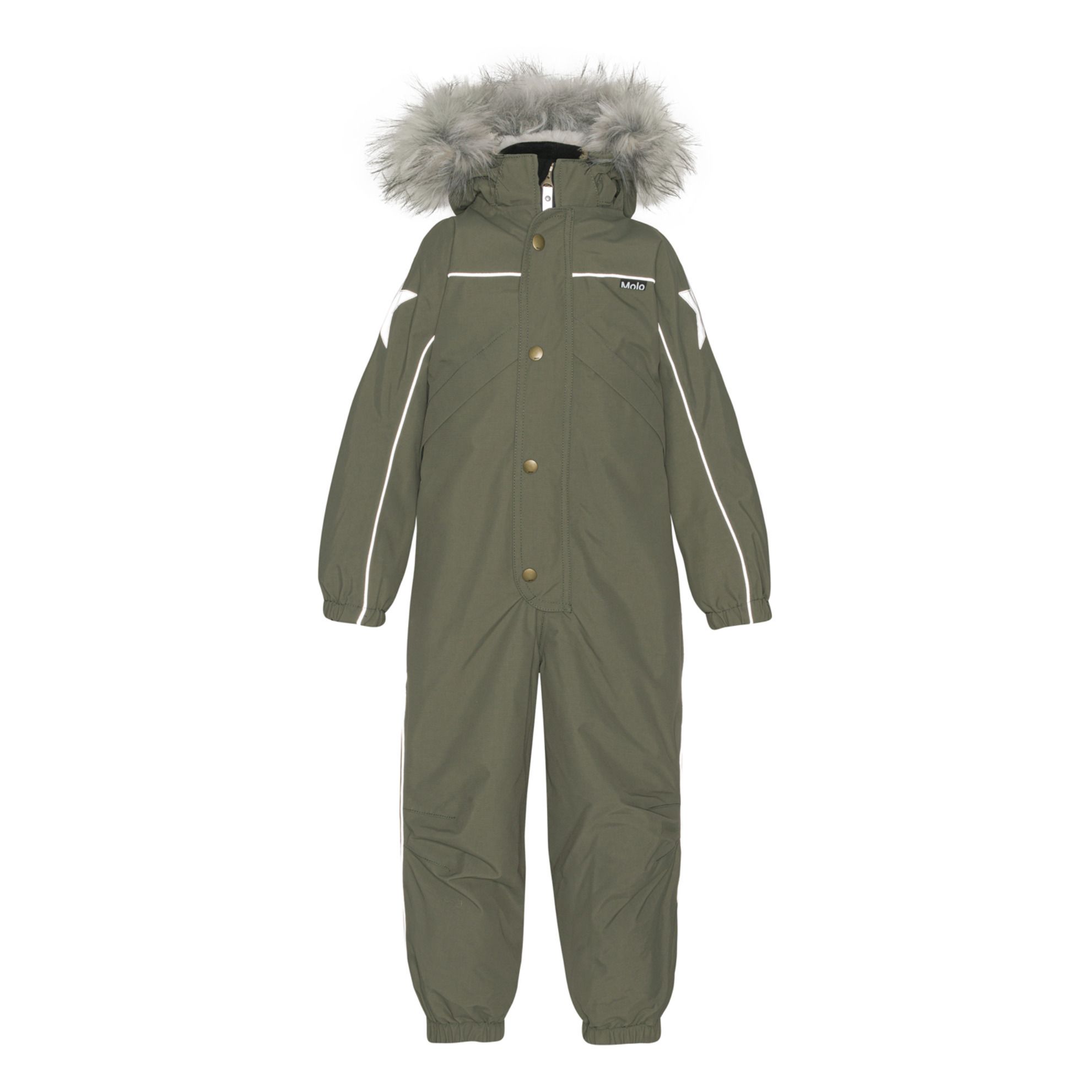Molo - Polaris Fur Recycled Material Ski Suit - Khaki | Smallable