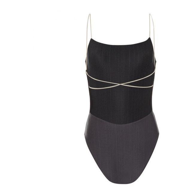 Striped One-piece Swimsuit | Black