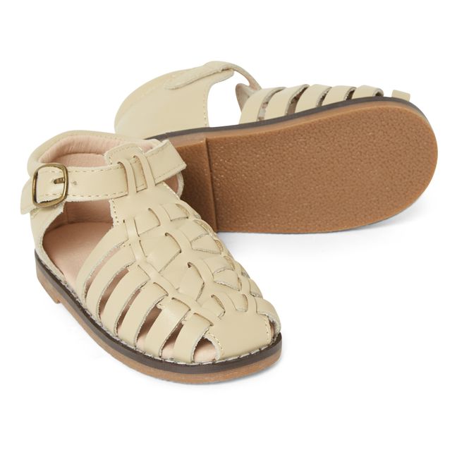 Indie Leather Woven Sandals | Ecru