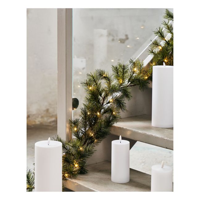 LED-Weihnachtsgirlande aus Tannenholz  | Chromgrün
