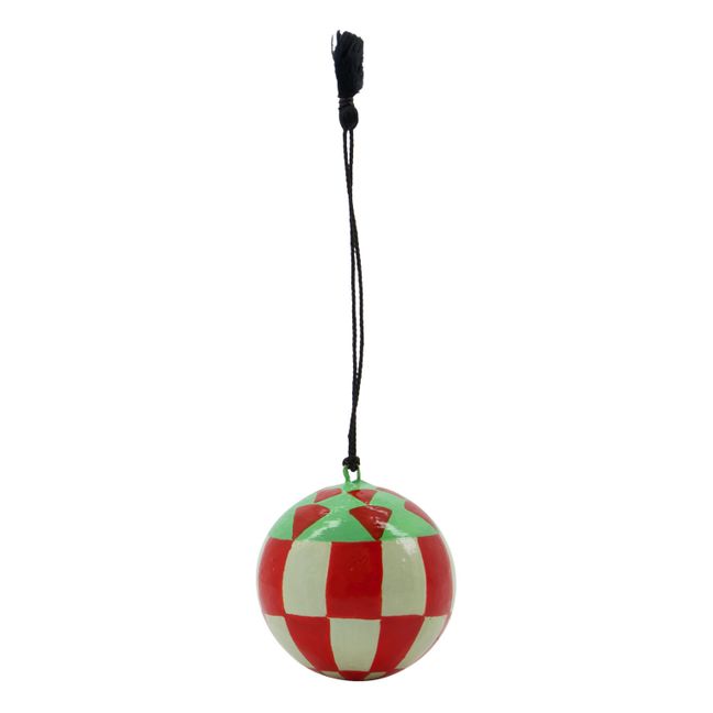 Boule de Noël Harlequin en papier mâché  | Rouge