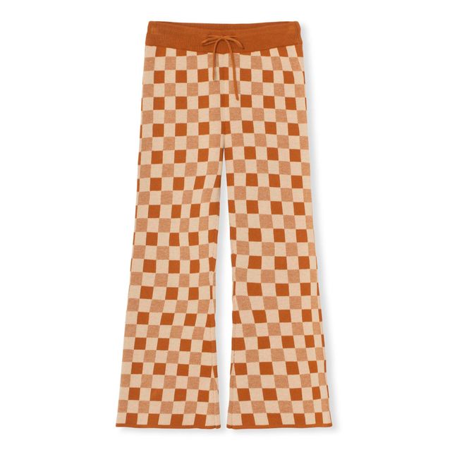 Pantaloni in maglia a quadri color ambra | Beige