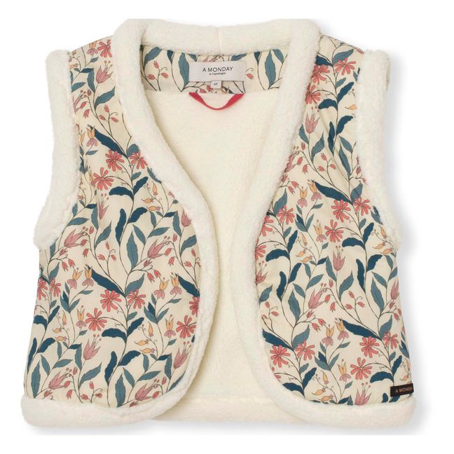 Veste Fourée Sans Manches Florale Vibe | Ecru