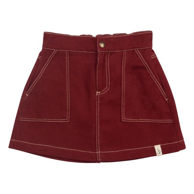 Cassie Organic Cotton Twill Skirt | Burgundy
