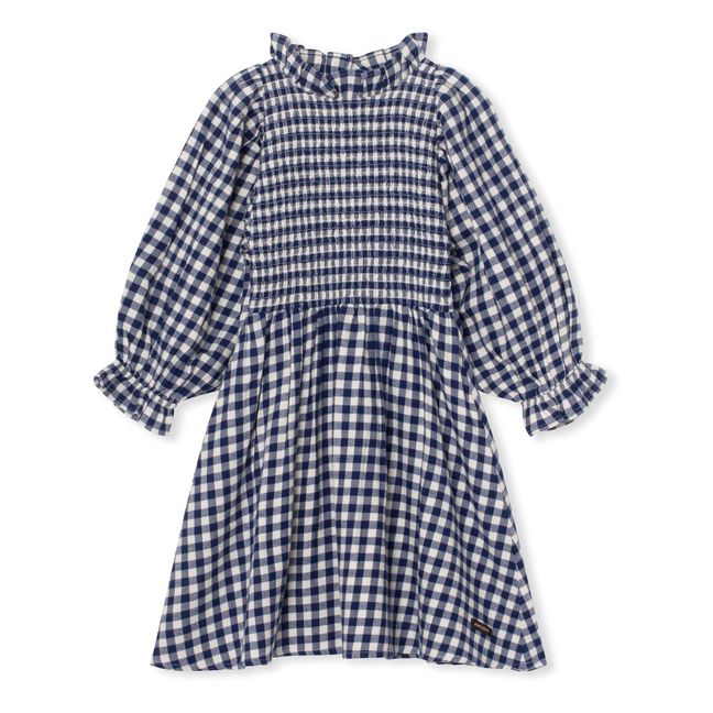 Robe Colerette Carreaux Elin | Blue