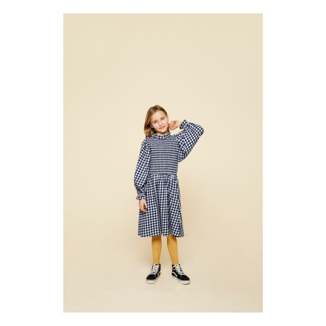Robe Colerette Carreaux Elin | Blue