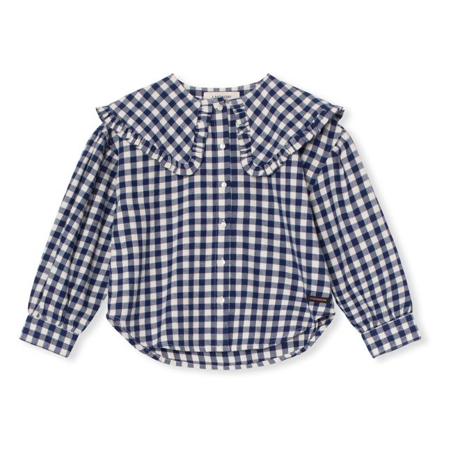 Blouse Colerette Carreaux Bertine | Bleu