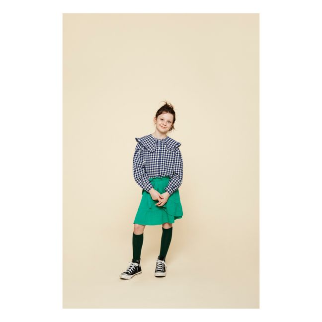 Blouse Colerette Carreaux Bertine | Azul