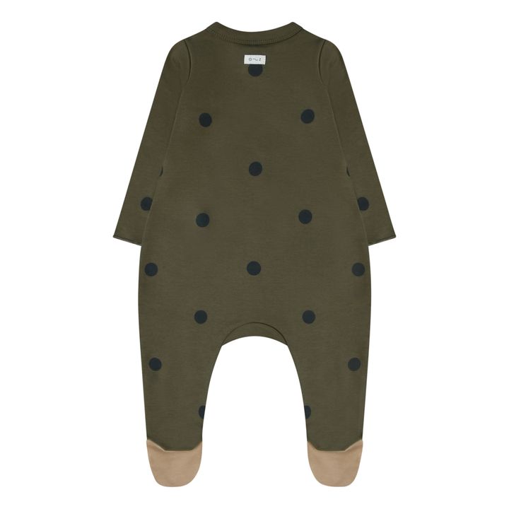 Pijama para pies de algodón ecológico con lunares | Verde oliva- Imagen del producto n°1