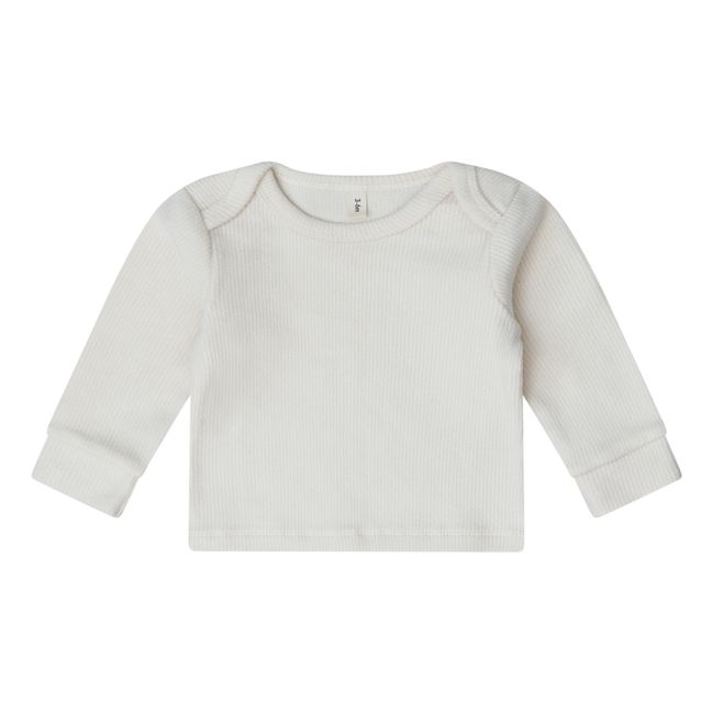 T-Shirt Jacquard Côtelé Coton Bio | Ecru