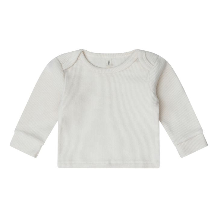 Organic Cotton Ribbed Jacquard T-Shirt | Ecru- Product image n°0