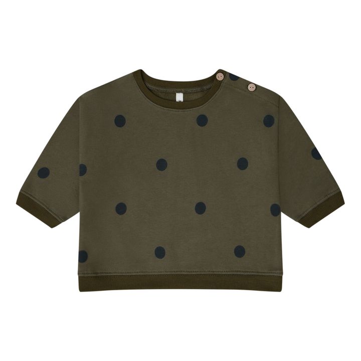 Organic cotton sweatshirt with polka dots | Olive green- Product image n°0