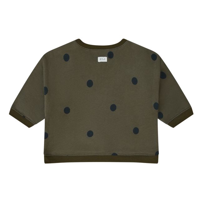 Organic cotton sweatshirt with polka dots | Olive green
