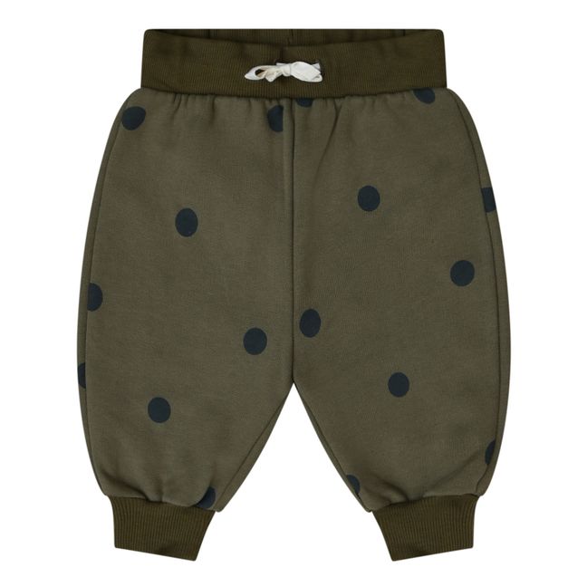Organic Cotton Joggers with Dots | Olive green