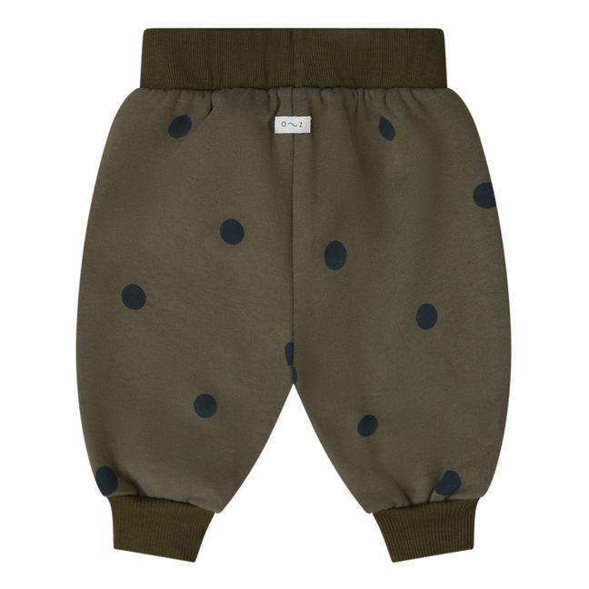 Organic Cotton Joggers with Dots | Olive green