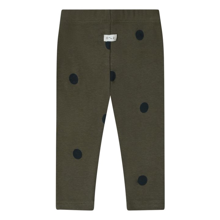 Organic Cotton Ribbed Legging with Dots | Olive green- Product image n°1