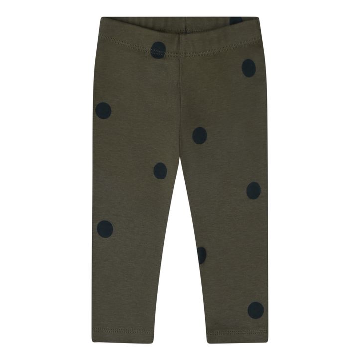 Organic Cotton Ribbed Legging with Dots | Olive green- Product image n°0