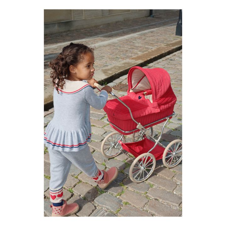 Velvet Baby Carriage for Doll | Red- Product image n°1
