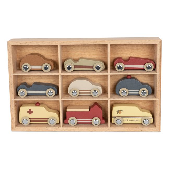 Petites voitures en bois FSC - Set de 9