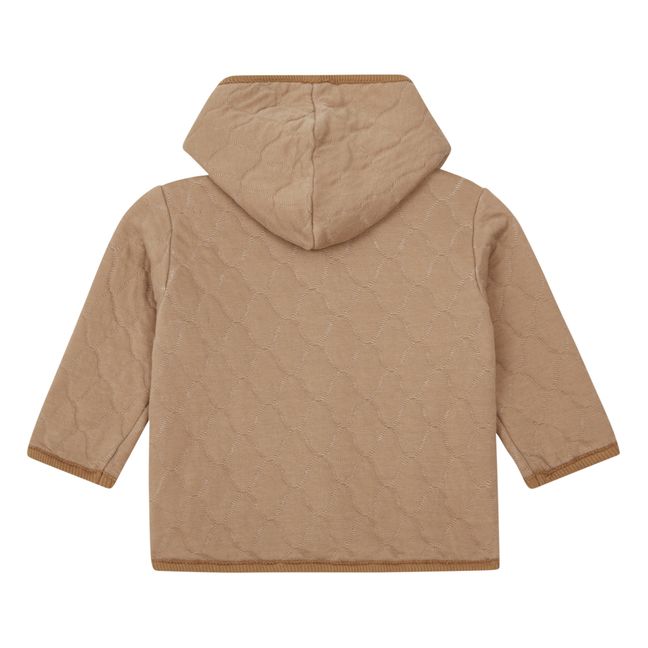Quilted Fleece Hooded Jacket | Camel