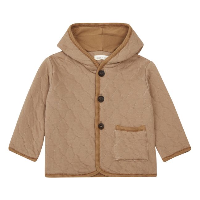Quilted Fleece Hooded Jacket | Camel