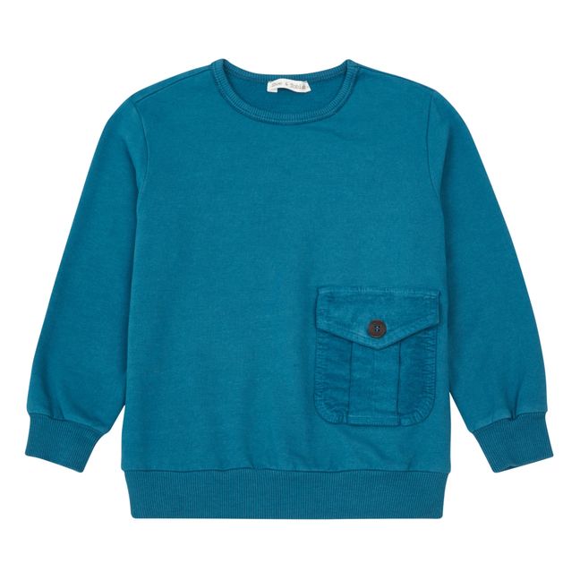 Sudadera con bolsillos de terciopelo | Azul