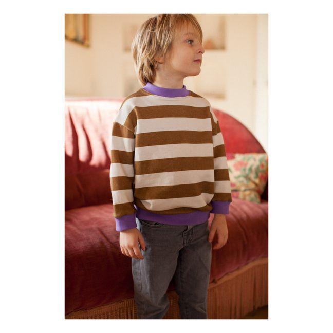 Poppy Striped Terry Cloth Sweatshirt | Camel