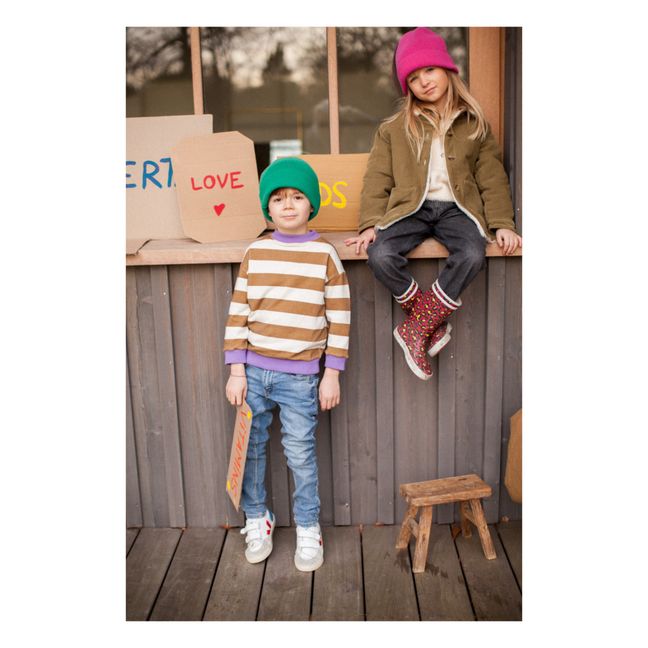 Poppy Striped Terry Cloth Sweatshirt | Camel