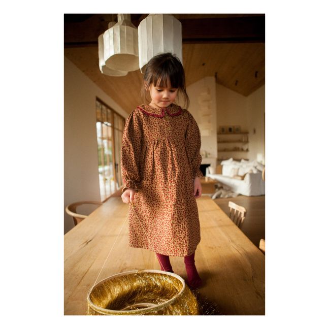 Vestido de gasa de algodón Leopard Louve | Camel