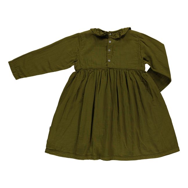 Kleid Doppelte Gaze aus Baumwolle Glockenblume | Khaki