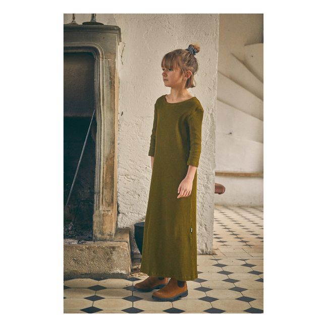 Geripptes Kleid Orchidee | Khaki