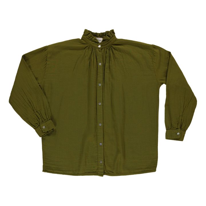 Bluse doppelt Bio-Baumwollgaze Rosier - Damenkollektion  | Khaki- Produktbild Nr. 0