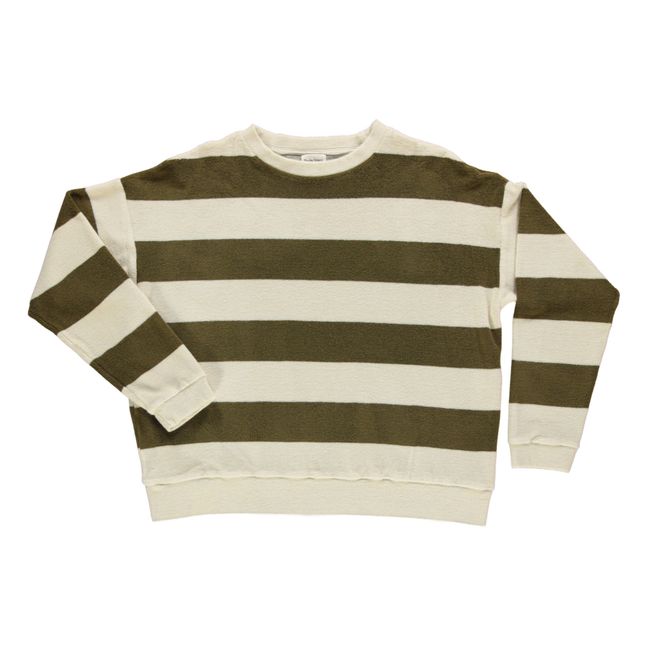 Gestreiftes Frottee-Sweatshirt Acentra - Adult Collection  | Khaki