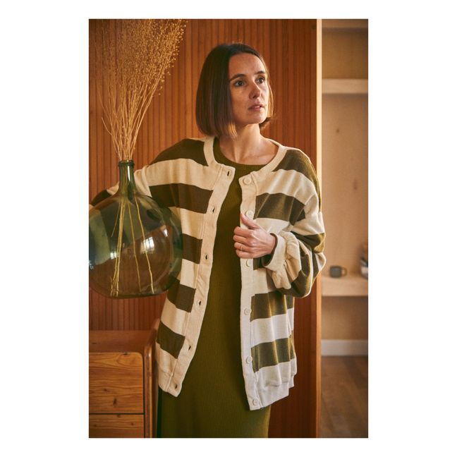 Gestreifte Frottee-Strickjacke Brunelle - Adult Collection - - - - - - - - - - - - - - - - - - - - - - - - -. | Khaki