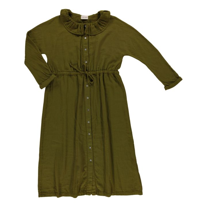 Vestito in Doppia Garza di Cotone Avena - Collezione Adulto  | Verde militare- Immagine del prodotto n°0