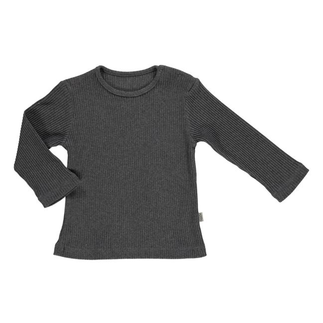 Olive Ribbed T-Shirt | Charcoal grey