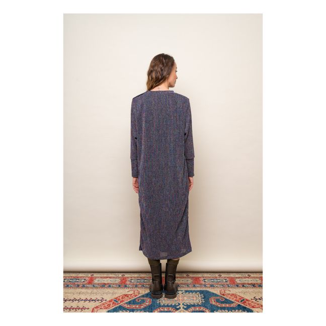 Langes Kleid Nonna Metallic | Navy