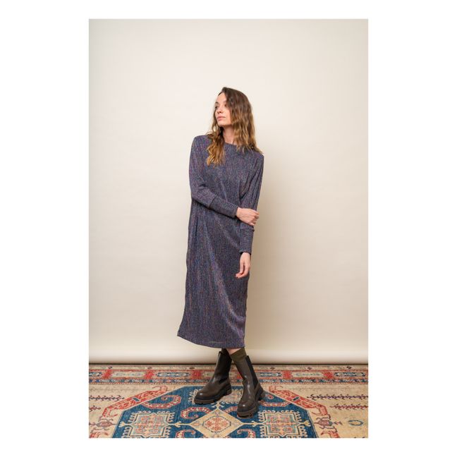 Langes Kleid Nonna Metallic | Navy