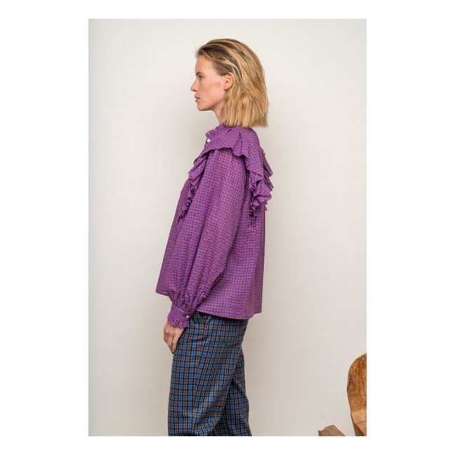 Blusa de algodón Albi Vichy | Violeta