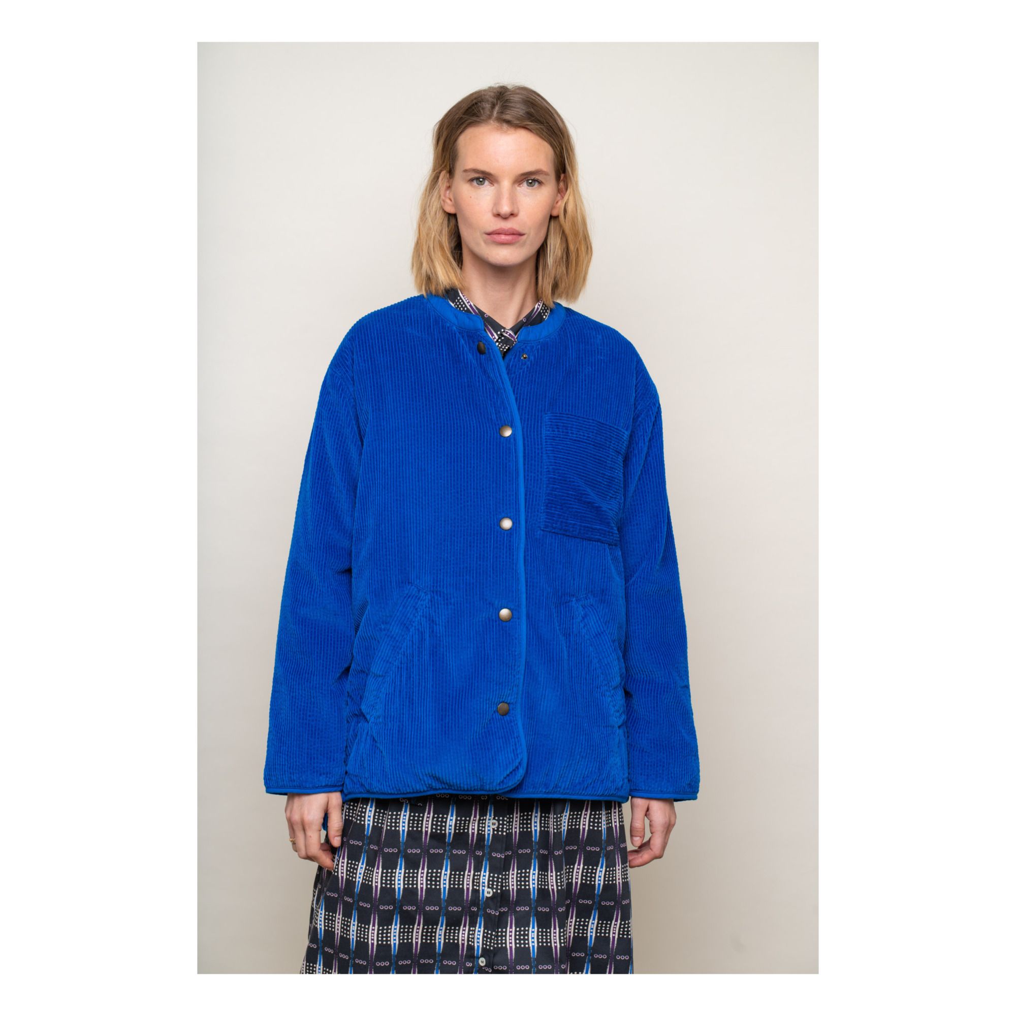 Blue corduroy clearance jacket womens