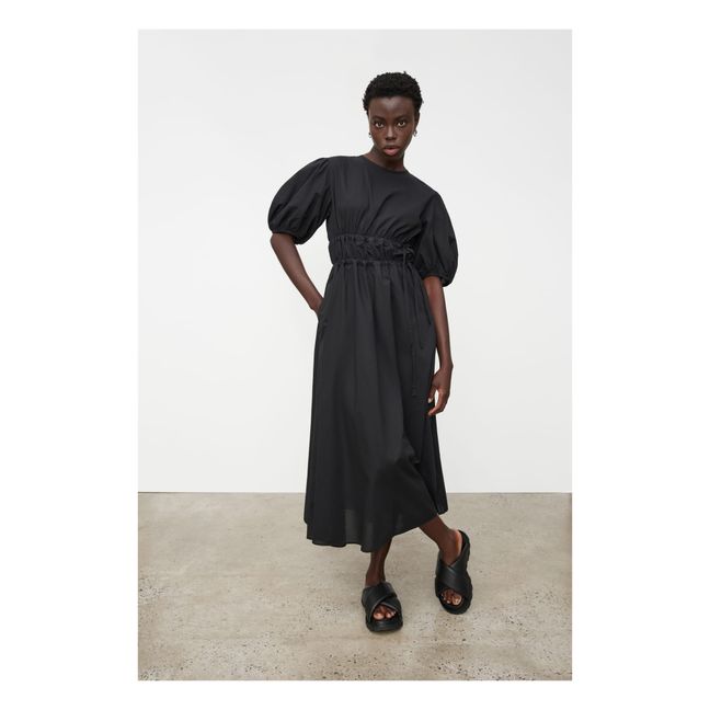 Vestido de gasa de algodón orgánico Celestre | Negro