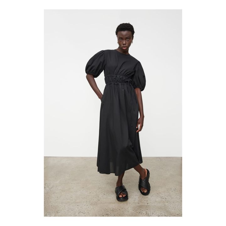 Vestido de gasa de algodón orgánico Celestre | Negro- Imagen del producto n°1