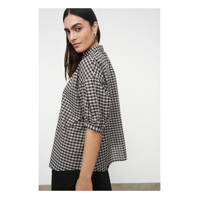 Blouse Ines Carreaux Coton Bio | Noir