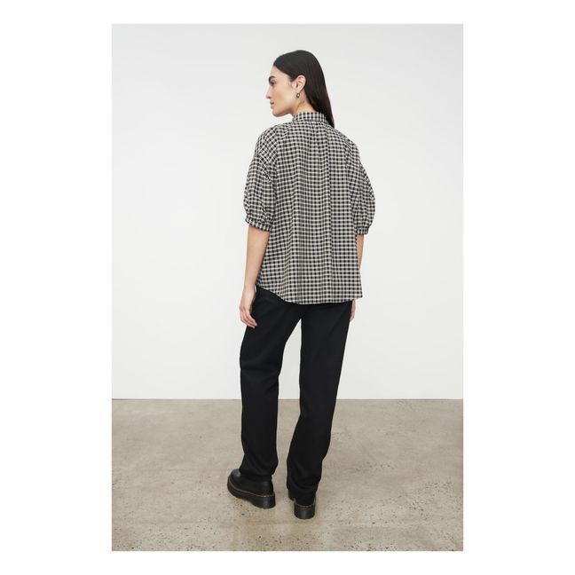 Blouse Ines Carreaux Coton Bio | Noir
